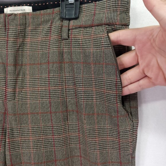 Anthropologie The Essential Slim Ankle Trousers Size 4 Plaid Zip Pockets - Picture 5 of 16